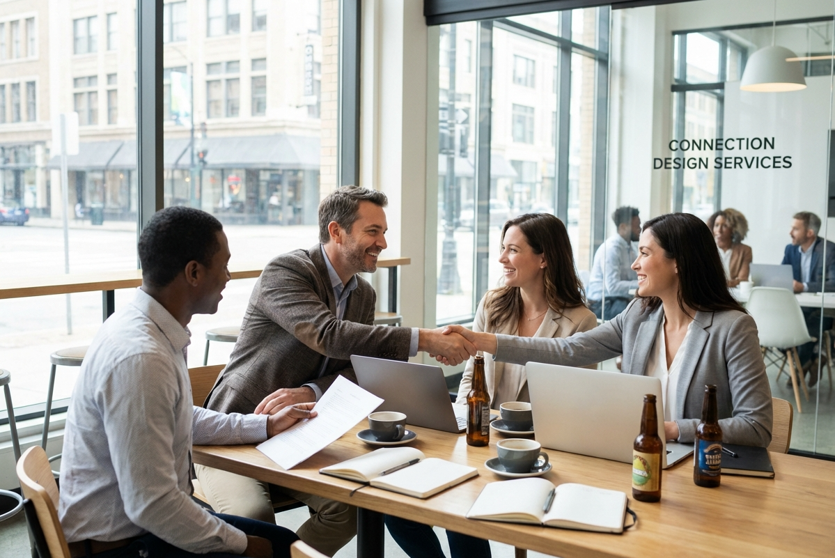 ビールでのコネクション、交流の写真