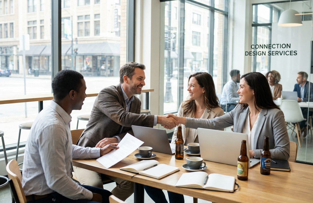 ビールでのコネクション、交流の写真